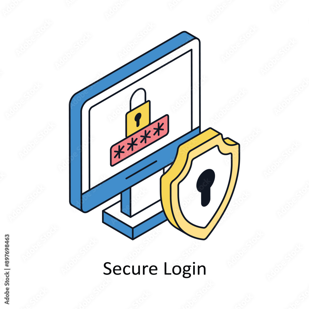 Aufkleber secure login isometric style icon. symbol on white background eps 10 file