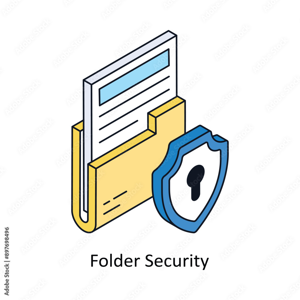 Poster folder security isometric style icon. symbol on white background eps 10 file