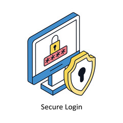 Secure Login Isometric style icon. Symbol on White background EPS 10 File