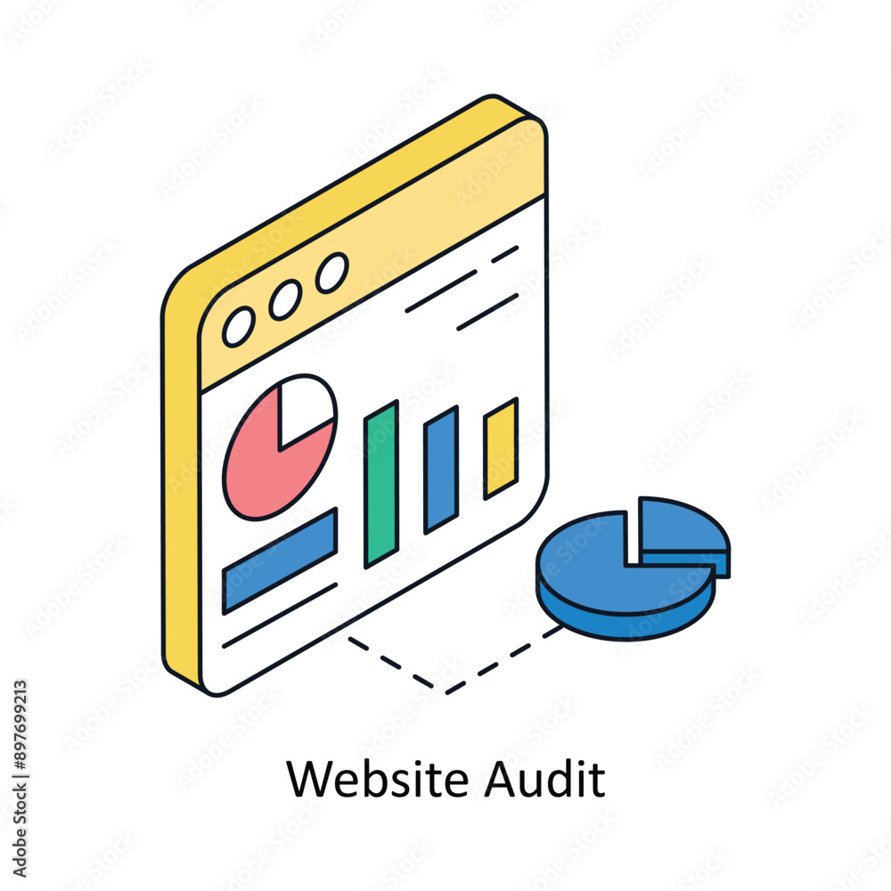Poster website audit isometric style icon. symbol on white background eps 10 file