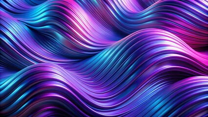 Obraz premium Abstract Blue and Purple 3D Wavy Lines, 3D Rendering, Abstract Background, Wavy Texture, Digital Art