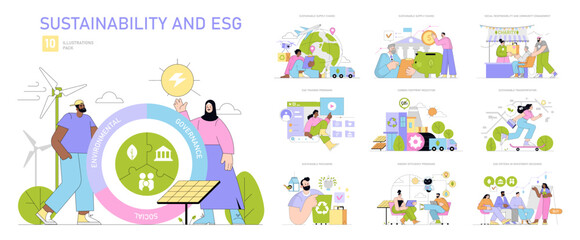 Sustainability and ESG. Flat Vector Illustration