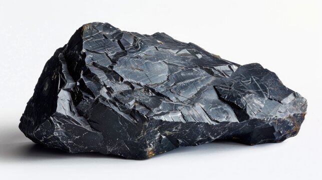 Magnetite rock against white backdrop