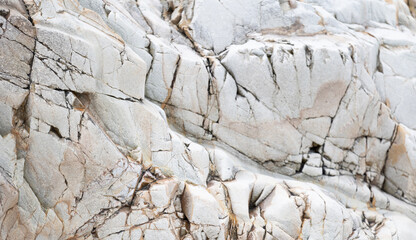 Close-up of light-colored rock formations with visible cracks and textures