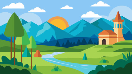  Landscape background for animation, vector arts illustration