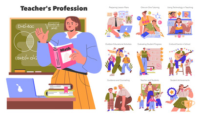 Teacher Profession. Flat Vector Illustration