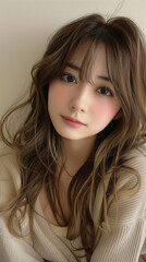 Fototapeta premium 自撮りする白ギャル おしゃれ