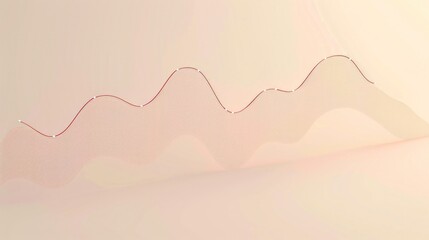 Simple line graph on soft beige background, rising trend, market growth chart, sleek design