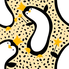 Birthday animals seamless penguin pattern for wrapping paper and fabrics