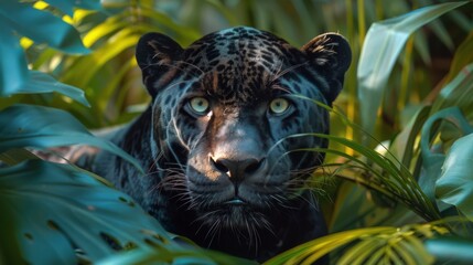 Close Up of a Black Leopard With Orange Eyes
