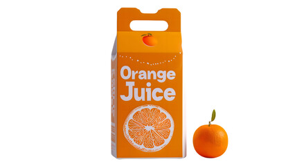 Orange juice carton box isolated on white transparent
