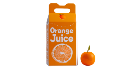 Orange juice carton box isolated on white transparent
