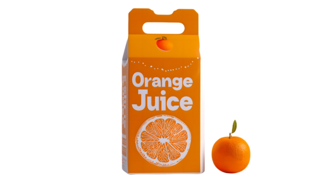 Orange juice carton box isolated on white transparent
