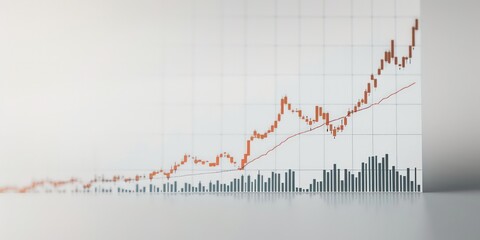 Simple stock chart with a steady upward trend, reflecting continuous stock price increase, on a clean white surface.