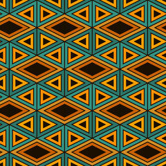 Ethnic, tribal seamless surface pattern. Native americans style background. Repeated diamond, triangles ornament. Geometric figures motif. Boho chic digital paper, textile print. Modern geo wallpaper.