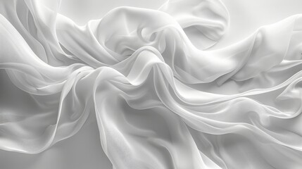 Fototapeta premium A highresolution image showing delicate, flowing white fabric, with soft waves and a smooth texture