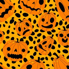 Halloween pumpkins seamless monsters pattern for wrapping paper and fabric