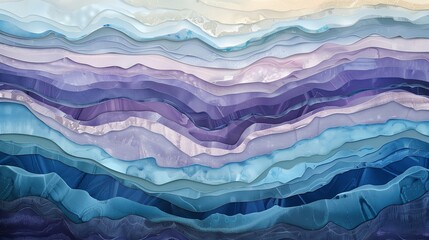 Obraz premium A cross-section of geological layers in wide bands featuring, resembling water currents.