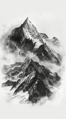 Obraz premium Majestic Snow-Covered Mountain With Sky Background