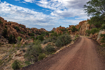 Scenic Desert Dirt Road Through Rocky Canyon