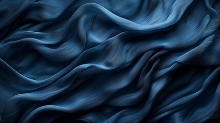 Fototapeta premium Wavy cloth in dark blue colors.