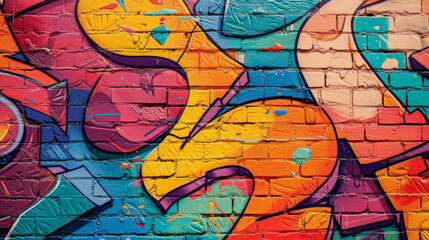Obraz premium Colorful graffiti art on brick wall