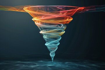Abstract colorful funnel on a dark background.