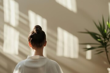 A serene portrayal of a therapist guiding a patient through exercises with sunlight filtering through a tranquil space