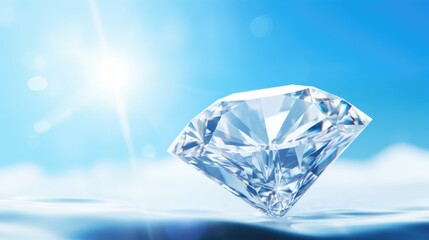 One big diamond closeup view. Brilliant macro view with empty space