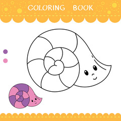 Simple educational game for kids. Vector worksheet with seashell for coloring book