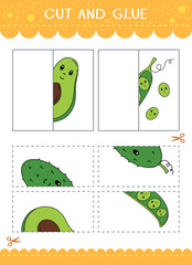 Find the couple of the picture. Simple educational game for kids. Cut and glue. Vector worksheet
