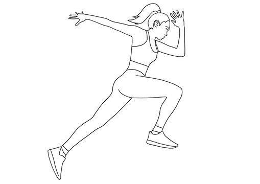 running woman line art clip art preview