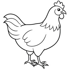 Hen standing on the ground in a farmyard