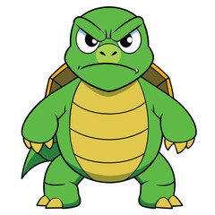 Angry turtle with a fierce expression
