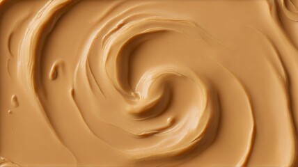Creamy Swirl, Close-Up of Peanut Butter Delight, : A mouthwatering close-up of creamy peanut butter, showcasing its smooth texture and rich brown color.	
