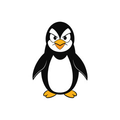 Angry crested penguin vector icon illustration