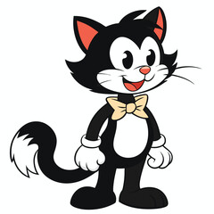 Design a black and white cat illustration