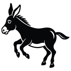 Jumping donkey with white background