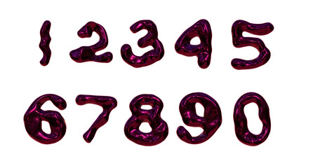 Holography glossy numbers on a transparent background, set of 3D symbols for design
