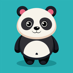 Panda Eating Bamboo in Forest EPS Vector Illustration