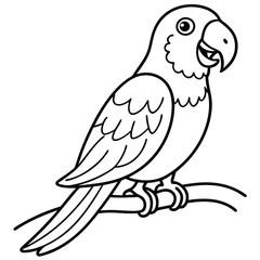 Parrot perched on branch with a smile