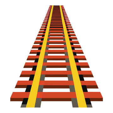 Parallel Train Tracks on White Background EPS Vector Illustration