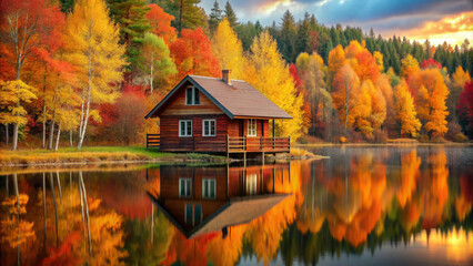 lake in the autumn forest, fall, yellow, red trees, foliage, leaves, water, pond, river, reflection, background, wallpaper, October, season, landscape, nature, beauty, travel, tourism, wood
