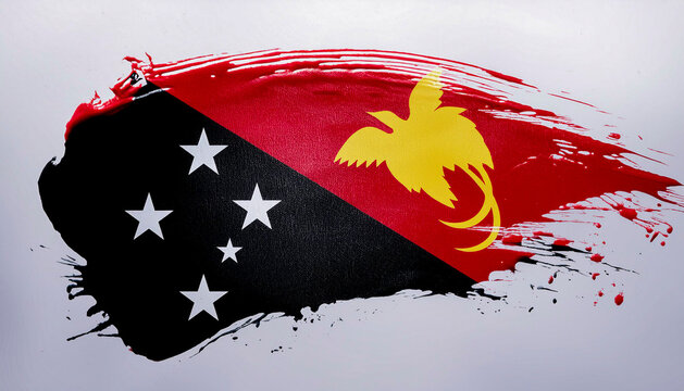 Paint stain in the colours of the Papua New Guinea flag