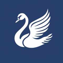 Fototapeta premium Elegant Swan Icon on a Sapphire Background: Graceful and Serene