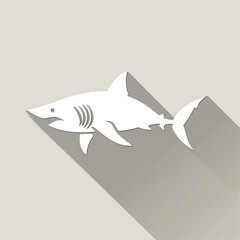 Fototapeta premium Majestic Shark Icon on an Ivory Background: Marine Predator Focus