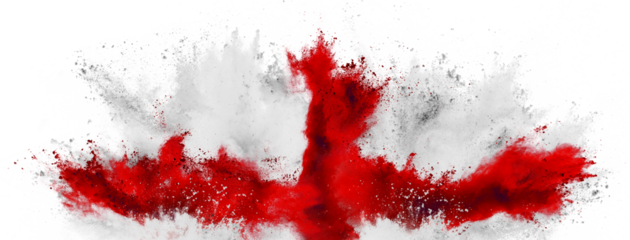colorful flag of england with red cross color holi paint powder explosion isolated on white background. english  british european celebration soccer  travel and tourism concept.