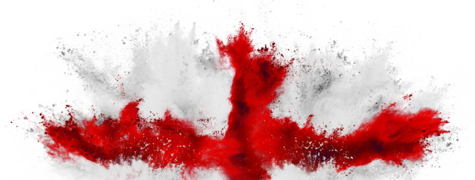 colorful flag of england with red cross color holi paint powder explosion isolated on white background. english british european celebration soccer travel and tourism concept. - Powered by Adobe