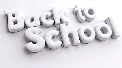 Back to School written in all white over a white background.