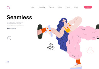 Life Unframed: Self-support -modern flat vector concept illustration of a girl in infinite loop. Metaphor of unpredictability, imagination, whimsy, cycle of existence, play, growth and discovery